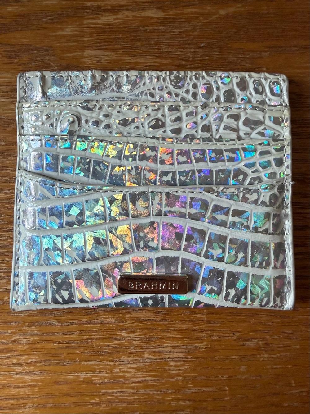 Brahmin Cheryl Holographic Croc-Embossed Card Holder